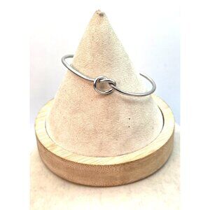 Minimalist Knot Silver Bangle Bracelet For Women Adjustable Fit Stainless Steel